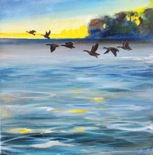 Ann Anrrich - Early Flight 12x12x.75 in 1.5" deep wooden frame