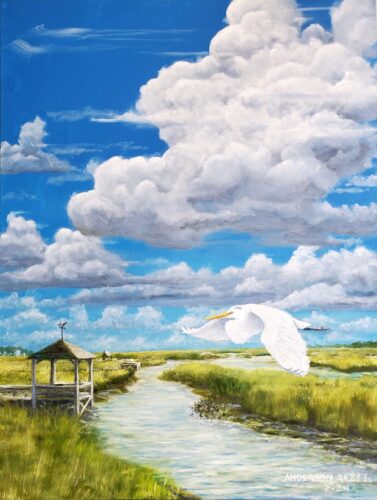 Anderson Riley - Partly Cloudy With a Chance of Egrets 48x36