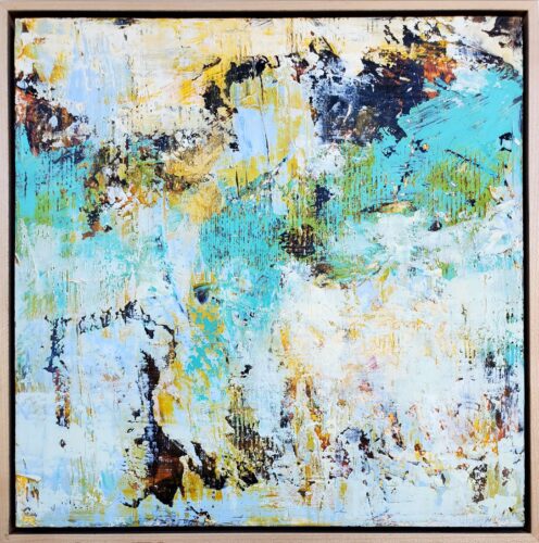 Cindy Walton - Angel Wings 16x16 Oil & Cold Wax in Maple Wood Floating Frame