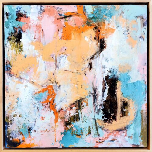 Cindy Walton - Tangerine Dreams 16x16 Oil & Cold Wax in Maple Wood Floating Frame