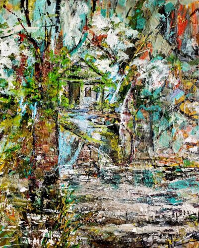 Julia Moore - Beyond the Pines 30x24 Acrylic on Canvas