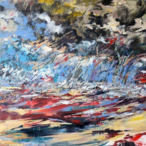 Julia Moore - Falling 36x36 Acrylic on Canvas