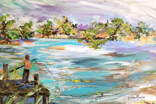 Julia Moore - Grandad's Fishing Hole, A Family Tradition 24x36