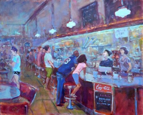 Noelle Brault - Fun at the Soda Fountain (Woolworth Walk - Asheville, NC) 24x30
