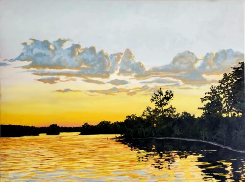 Rachael Sherer "Silhouettes at Sunset on Lake Murray" 36x48