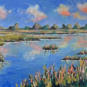 Susan Gramling Moore - Lapis Reflection 36x48x1.5 Acrylic on Canvas 2025