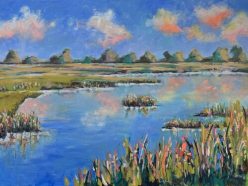 Susan Gramling Moore - Lapis Reflection 36x48x1.5 Acrylic on Canvas 2025