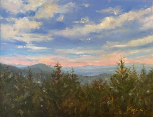 Wanda Spong - Beautiful Blue Ridges 11x14 in Elite Gold Frame 13.5 x 16.5 Oil on Canvas 2026