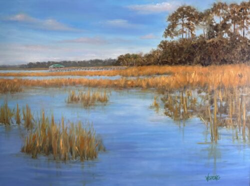 Wanda Spong - Bluebird Day, Bluffton, SC 30x40x1.5 Oil on Canvas 2025