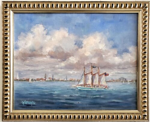 Wanda Spong - Charleston Schooner 11x14 in 13x16 Silver Frame