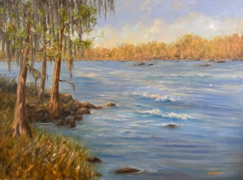 Wanda Spong - Rolling River (Saluda River, Columbia, SC) 2026 Oil on Canvas 36x48x1.5