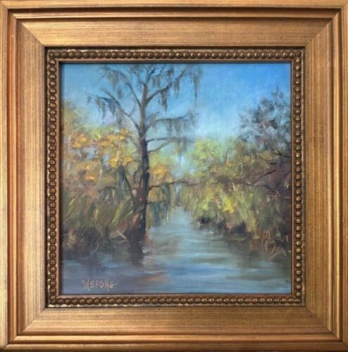 Wanda Spong - Tidewater 8x8 Oil on Canvas in 11x11 Elite Gold Frame 2026