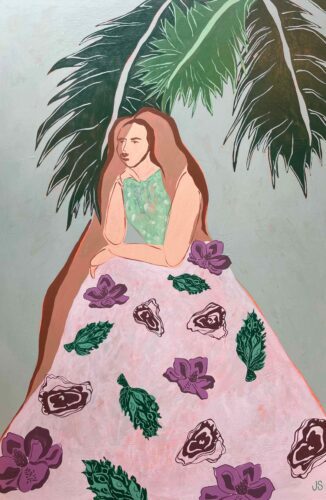 Julia Spong - Lady Palm 36x24 Acrylic on Cradled Birch