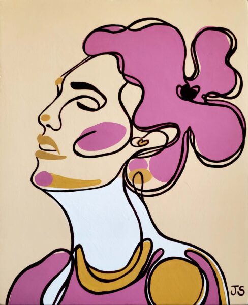 Julia Spong - Lady Rose 2025 Hand Painted Canvas Mounted on Wood 10x8x.75