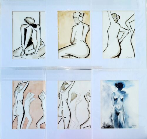 Julia Spong - Watercolor Figures Montage 14 x 11 Mat Size