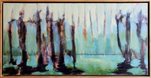 Nina Knowlton - Morning Light Swamp 15x30 in Pine Floating Frame