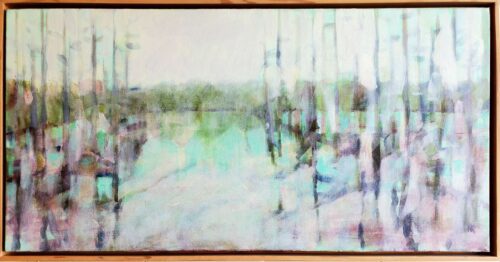 Nina Knowlton - Swamp in Pale Light 15x30 in Pine Floating Frame