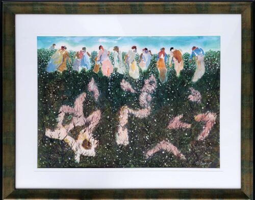 Guy Lipscomb - Harvest Time 21x29 in 32x40 Mat & Gilded Green & Black Frame Water Acrylic