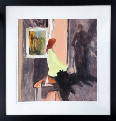 Guy Lipscomb - The Visitor 22x21 in 32x31 Mat & Black Frame AWS Water Acrylic