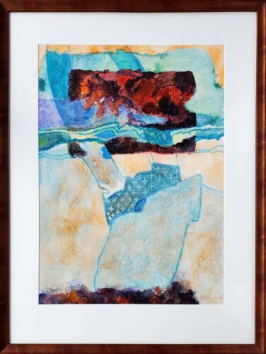 Guy Lipscomb - Untitled 29x21 in 40x31 Mat & Black & Brown Frame AWS Water Acrylic