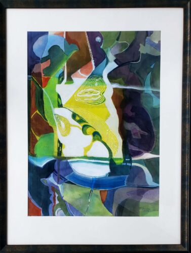 Guy Lipscomb - Untitled 29x21 in 40x31 Mat & Black Metallic Wash Frame AWS Water Acrylic