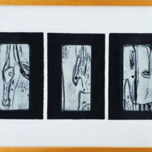 Laura Spong - Dream Fragment I, II, III n.d. 12x8 Ea. #WP5 Woodcuts on Paper in Blondewood Frame