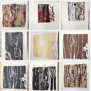 Laura Spong - Woodcuts on Paper approx. 8x8 1998